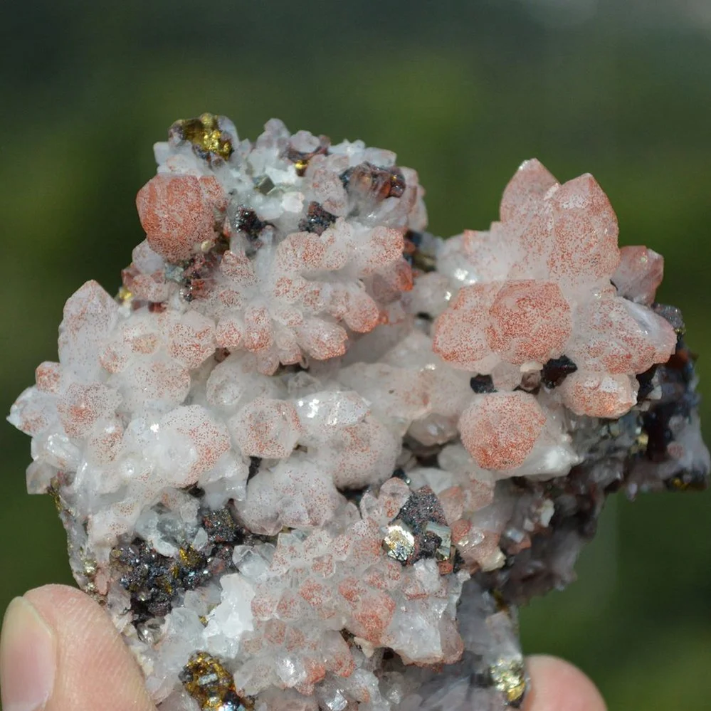 Red Quartz With Chalcopyrite, Pyrite, Dolomite Crystals - Image 3