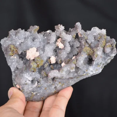 Quartz With Chalcopyrite,Barite Crystals