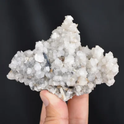 Quartz With Calcite,Stibnite Crystals