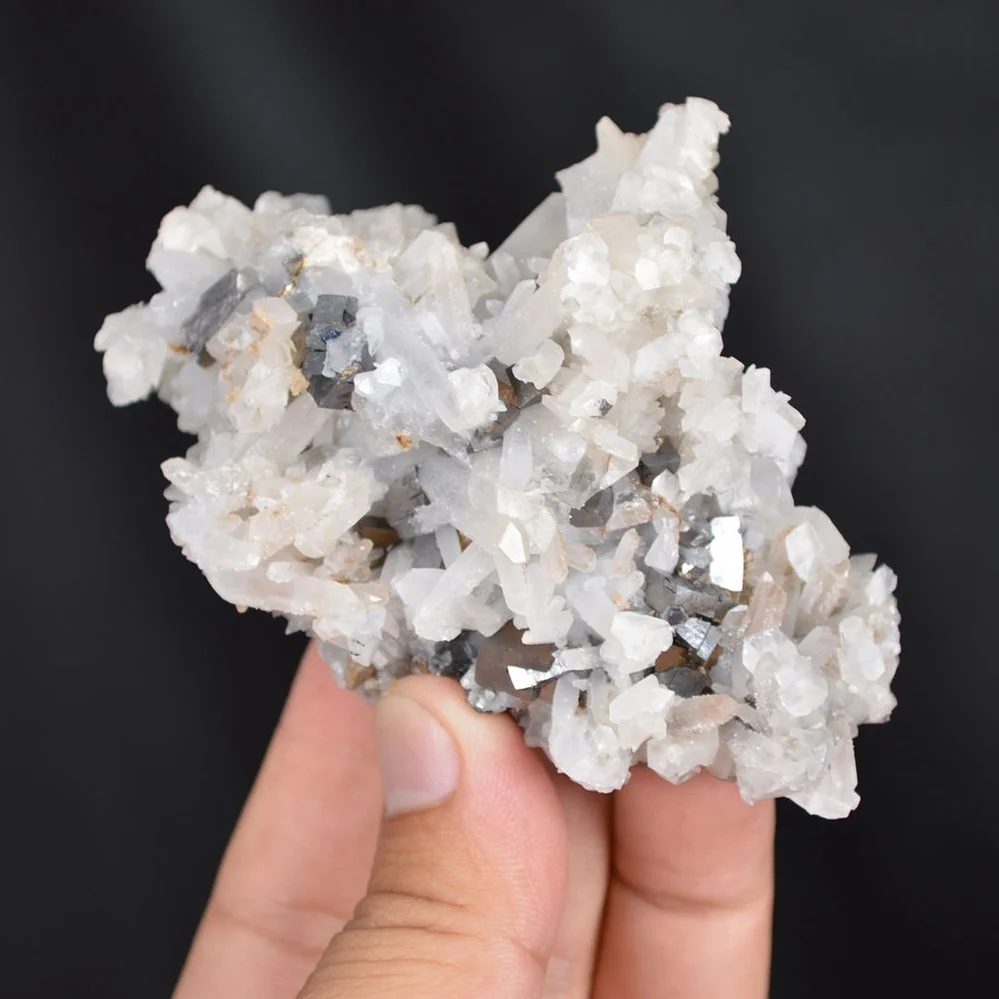 Quartz With Calcite,Stibnite Crystals - Image 3