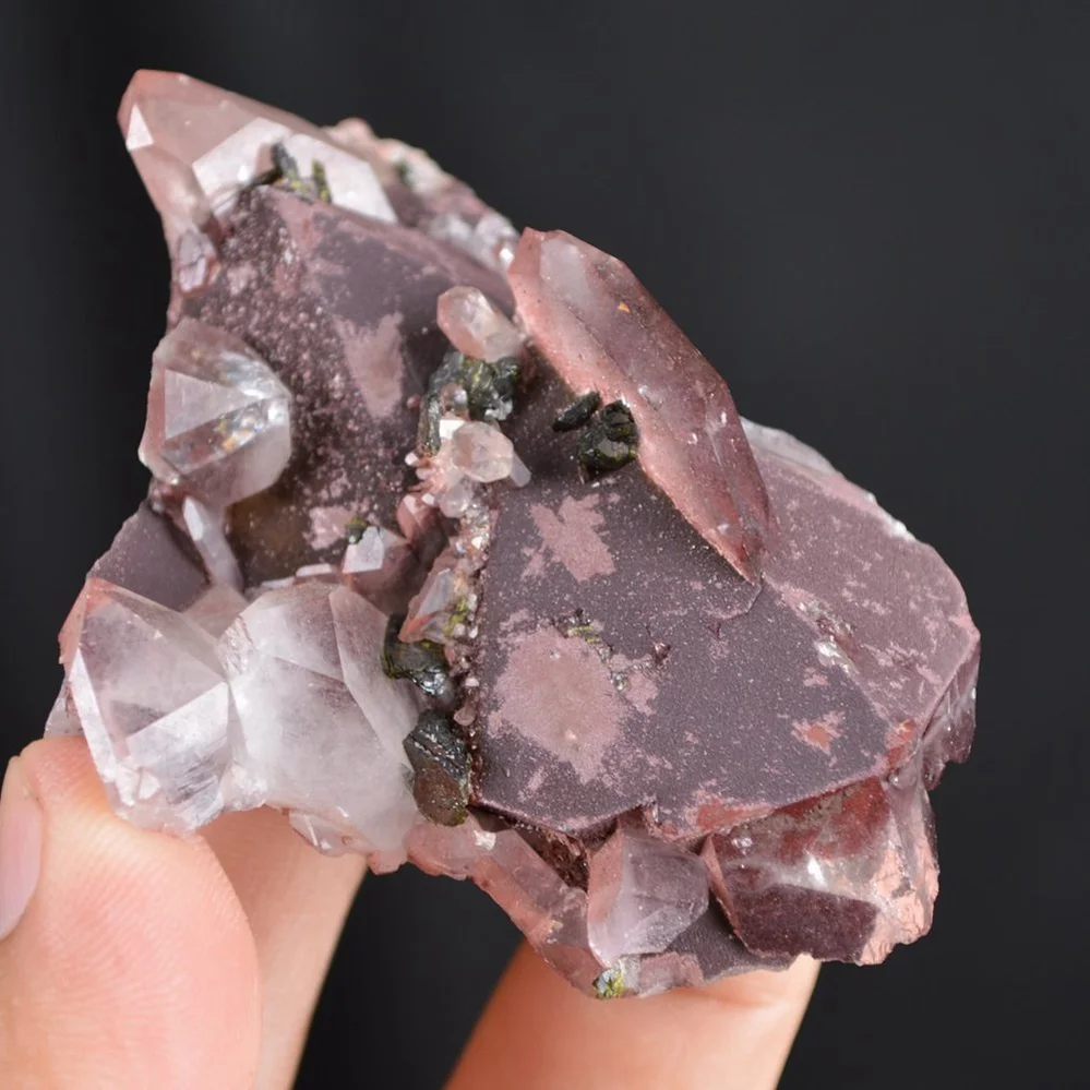 Red Phantom Quartz With Epidote Crystals
