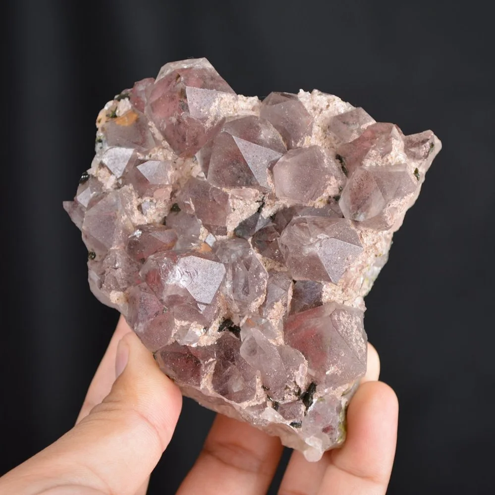 Red Phantom Quartz With Epidote Crystals