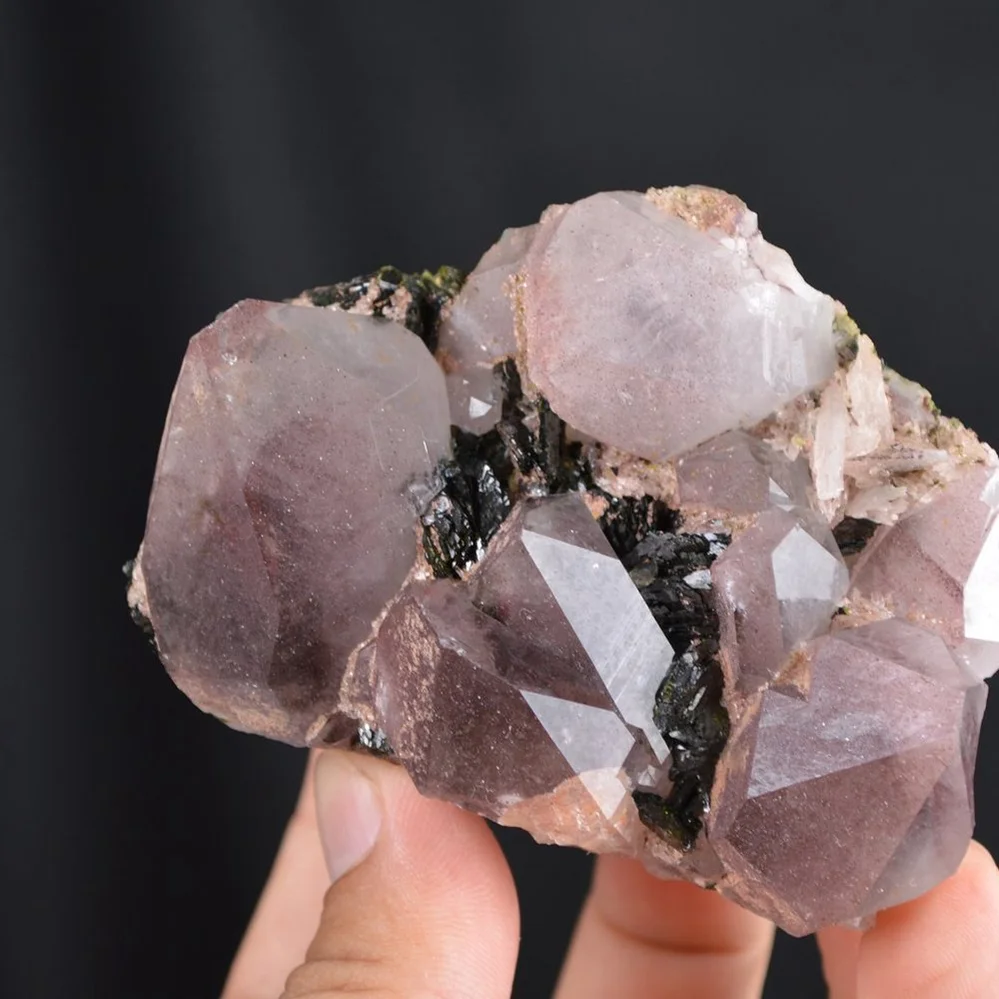 Red Phantom Quartz With Epidote Crystals