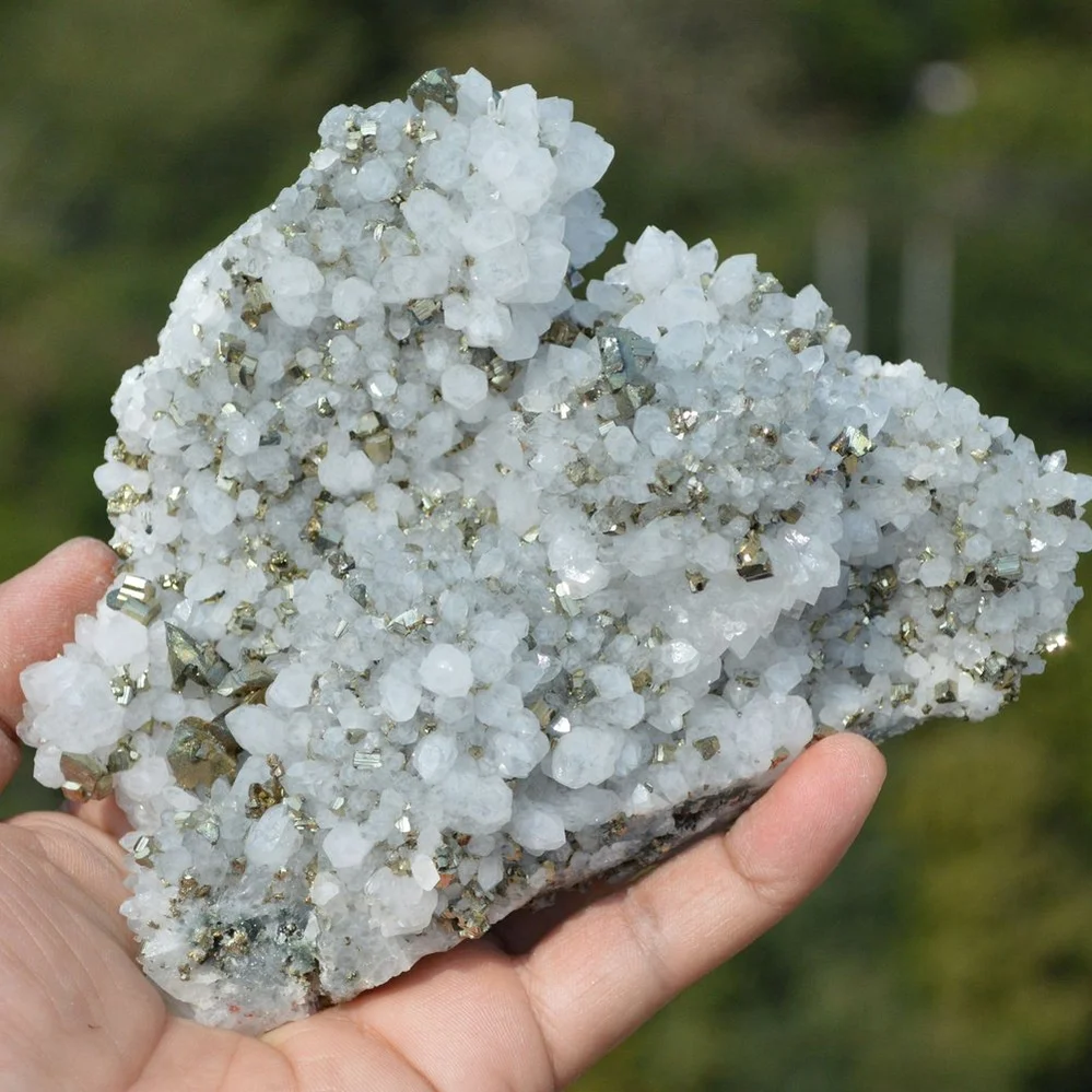 Quartz With Chalcopyrite, Pyrite Crystals