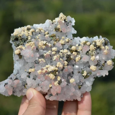 Red Quartz With Chalcopyrite, Dolomite Crystals
