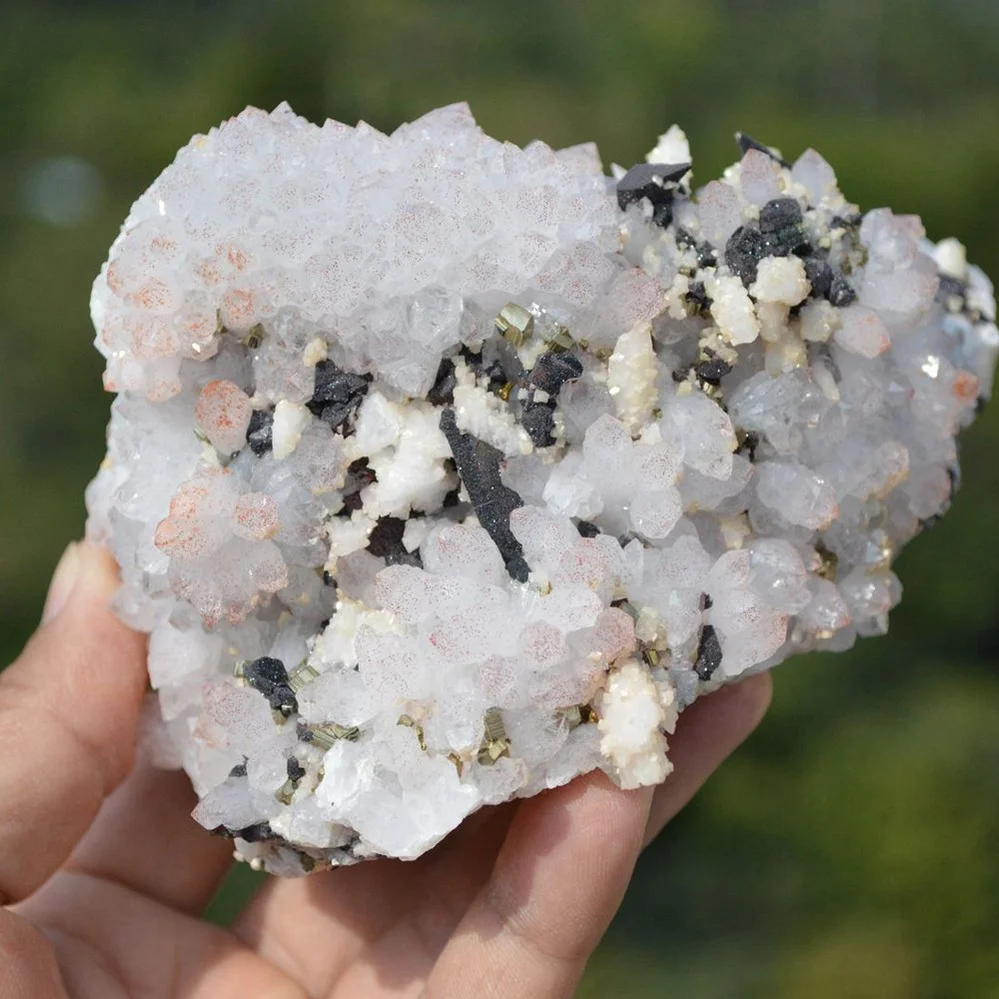 Red Quartz With Chalcopyrite, Calcite, Pyrite, Dolomite Crystals - Image 2