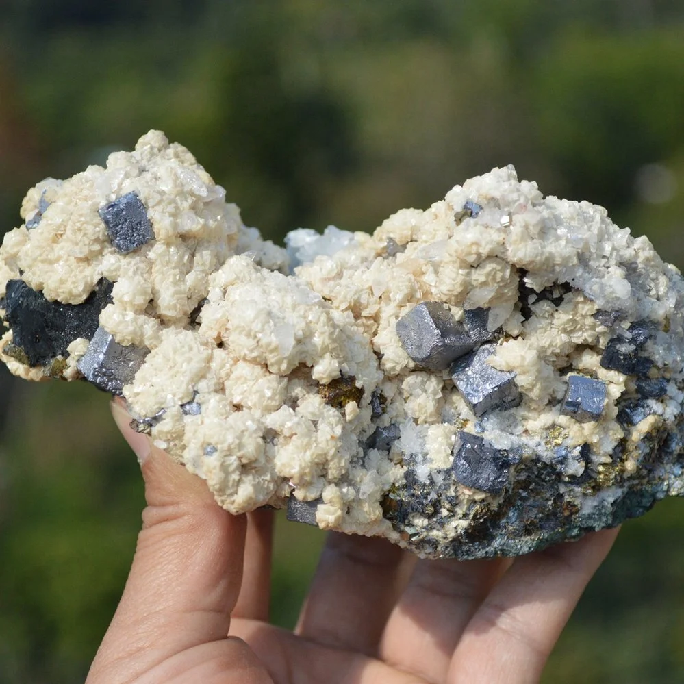 Dolomite With Galenite, Chalcopyrite, Marmatite, Pyrite, Red Quartz With Calcite Crystals