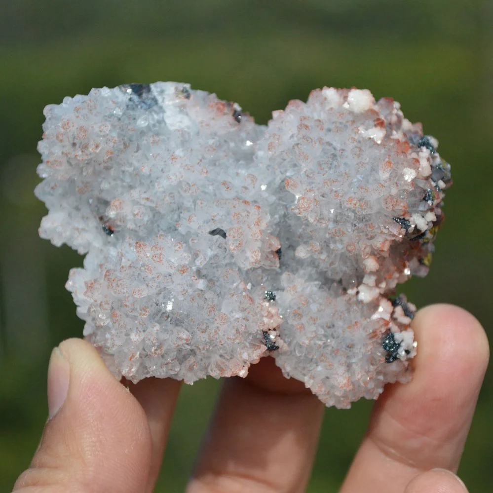 Red Quartz With Chalcopyrite, Marmatite, Dolomite Crystals
