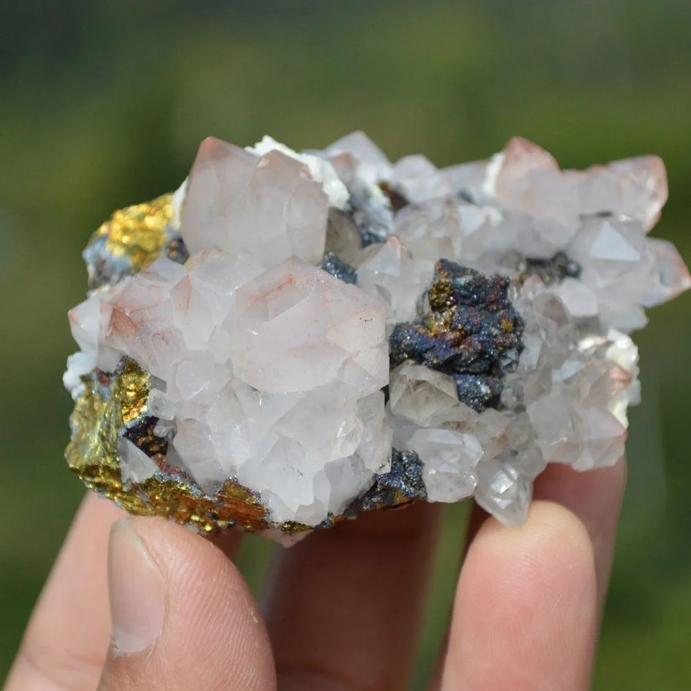 Red Quartz With Chalcopyrite, Dolomite Crystals - Image 3