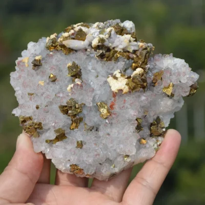 Red Quartz With Chalcopyrite, Dolomite, Calcite Crystals