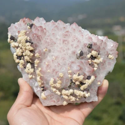 Red Quartz With Chalcopyrite, Dolomite Crystals