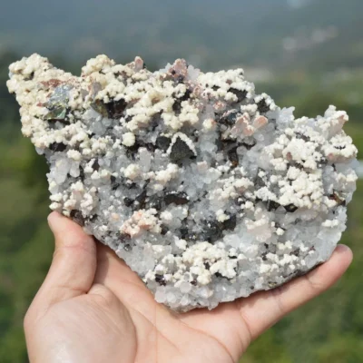 Red Quartz With Chalcopyrite, Dolomite Crystals