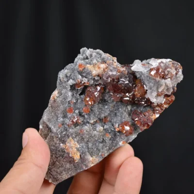 Sphalerite On Reddish Quartz Matrix Crystals