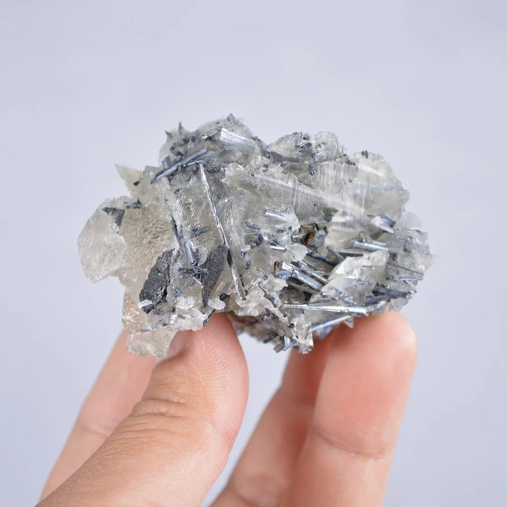 Stibnite With Calcite Crystals