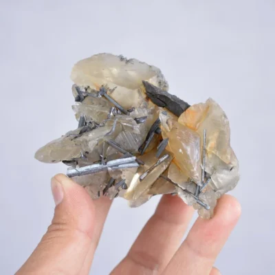 Stibnite With Calcite Crystals