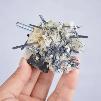Stibnite With Calcite Crystals