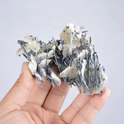 Stibnite With Calcite Crystals