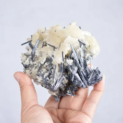 Stibnite With Calcite Crystals