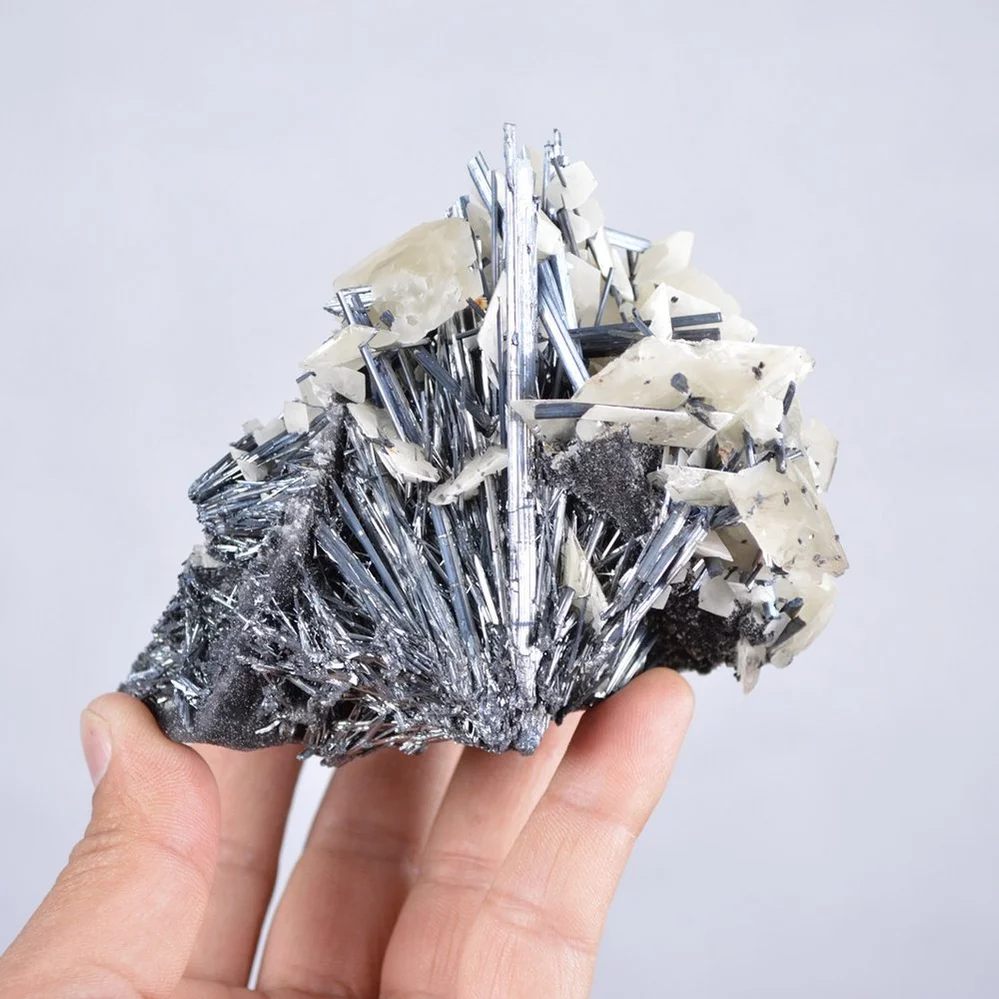 Stibnite With Calcite Crystals - Image 3