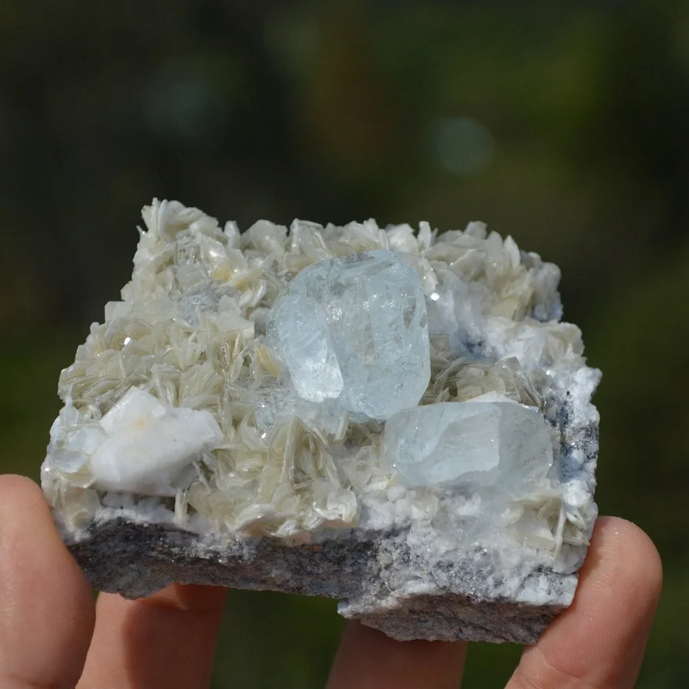 Tabular Crystal Beryl And Albite On The Mica Matrix