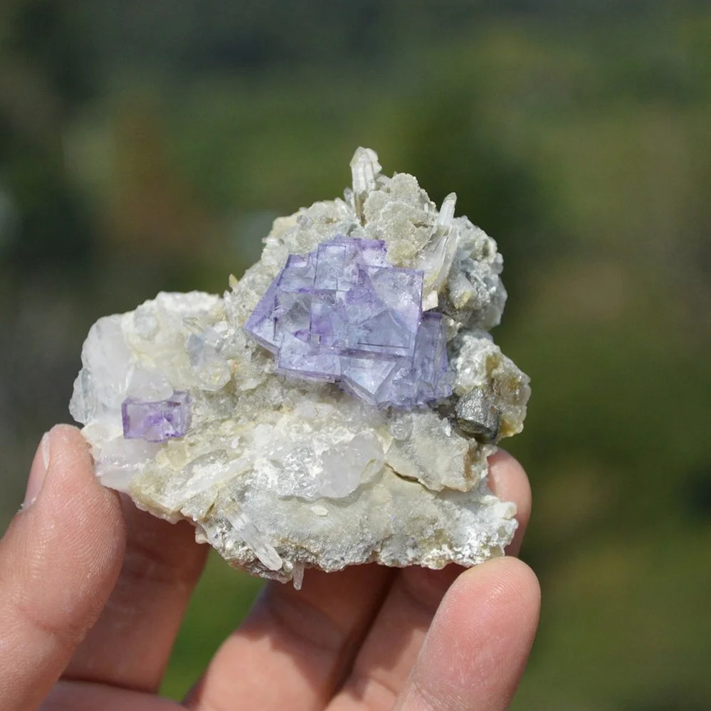 Fluorite With Quartz, Arsenopyrite, Mica Crystals (Floater) - Image 2