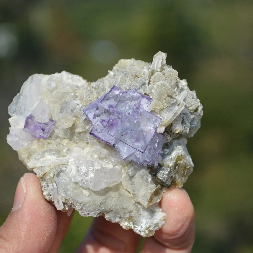 Fluorite With Quartz, Arsenopyrite, Mica Crystals (Floater) - Image 3