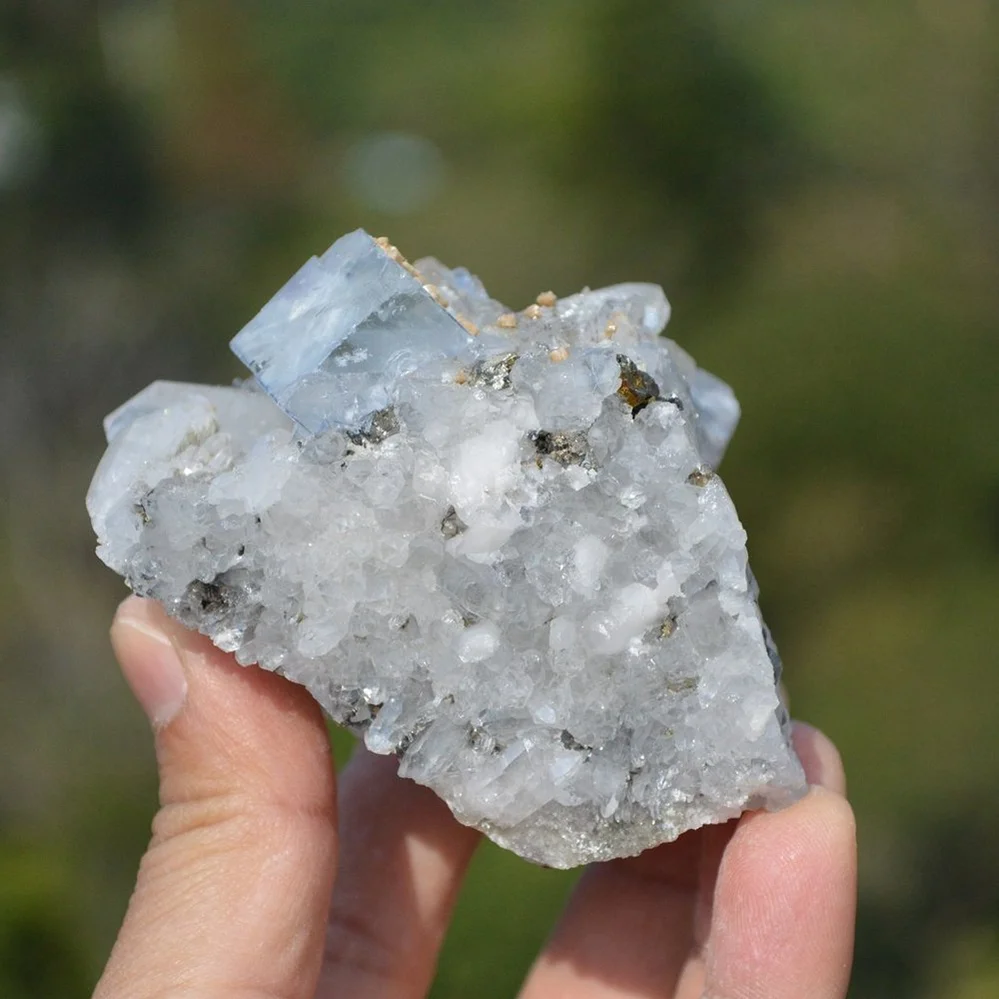 Fluorite With Quartz, Dolomite, Arsenopyrite Crystals - Image 3