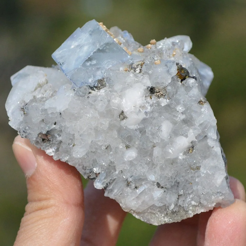 Fluorite With Quartz, Dolomite, Arsenopyrite Crystals - Image 4