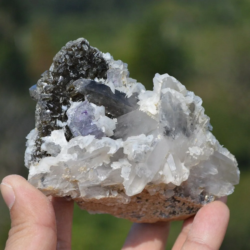 Fluorite With Quartz, Calcite, Arsenopyrite Crystals (Floater) - Image 2