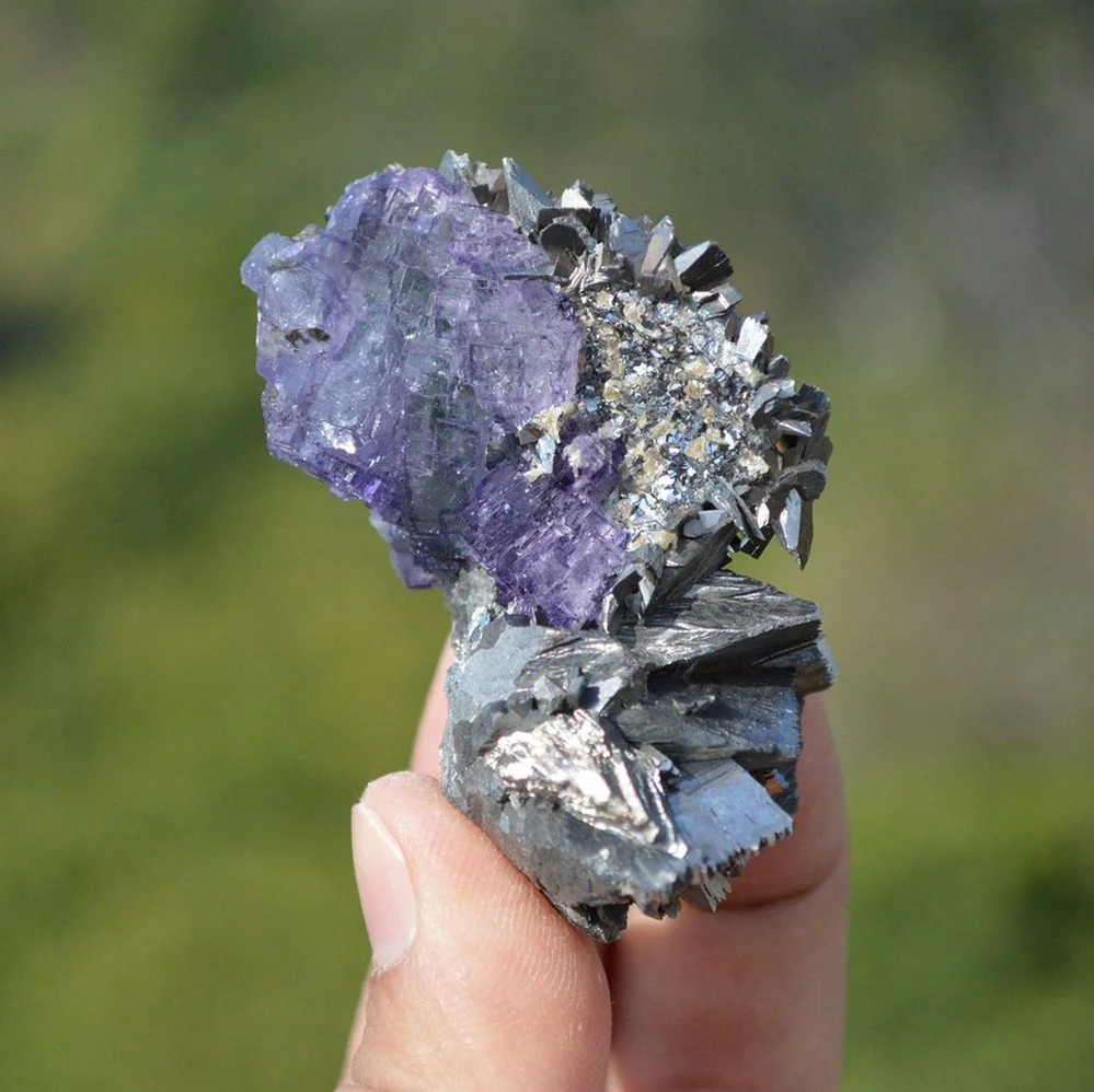 Fluorite With Quartz, Arsenopyrite Crystals - Image 4