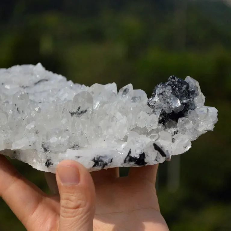 Floating Ferberite With Quartz And Bismuthinite Crystals - Image 8