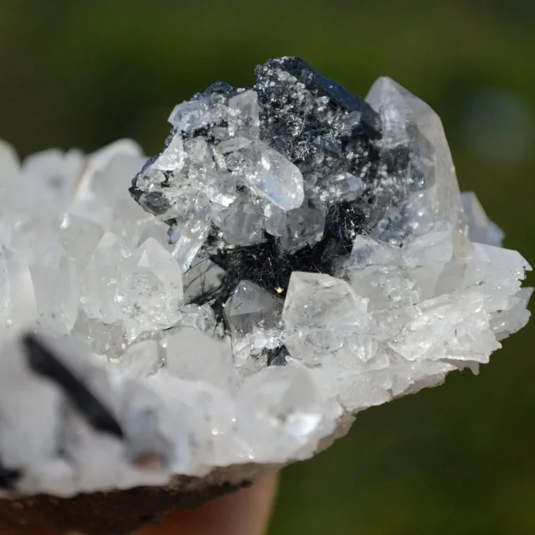 Floating Ferberite With Quartz And Bismuthinite Crystals - Image 9