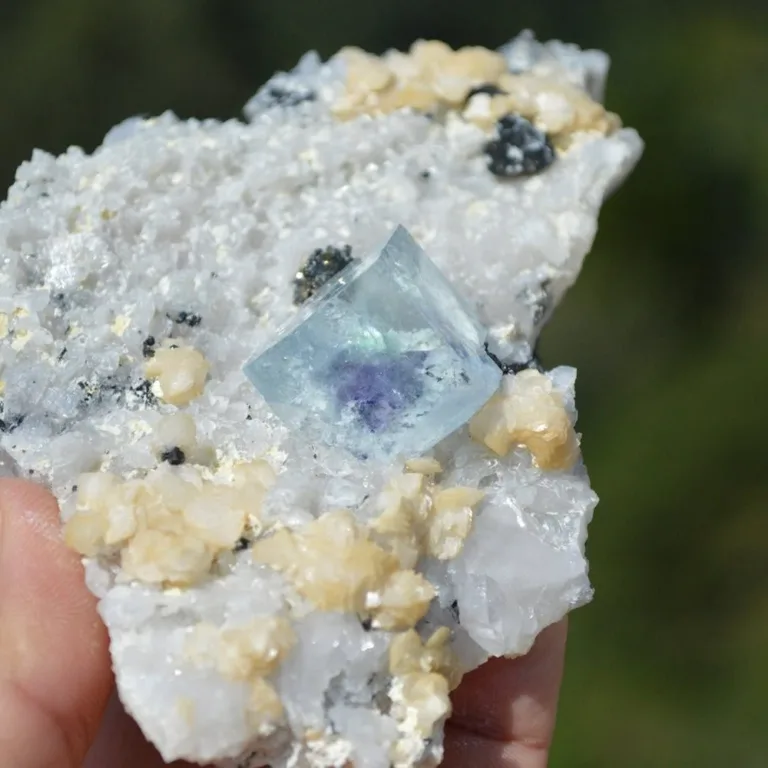 Ghost Fluorite With Dolomite, Christophite, Quartz, Arsenopyrite Crystals - Image 8