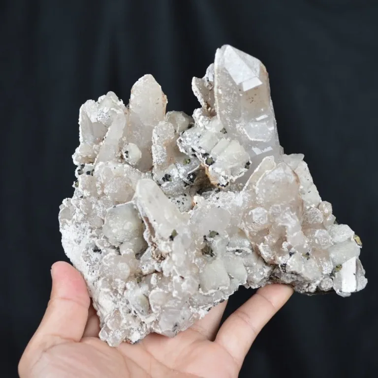 Hubeite Chalcopyrite, Witherite On Quartz Crystals - Image 9