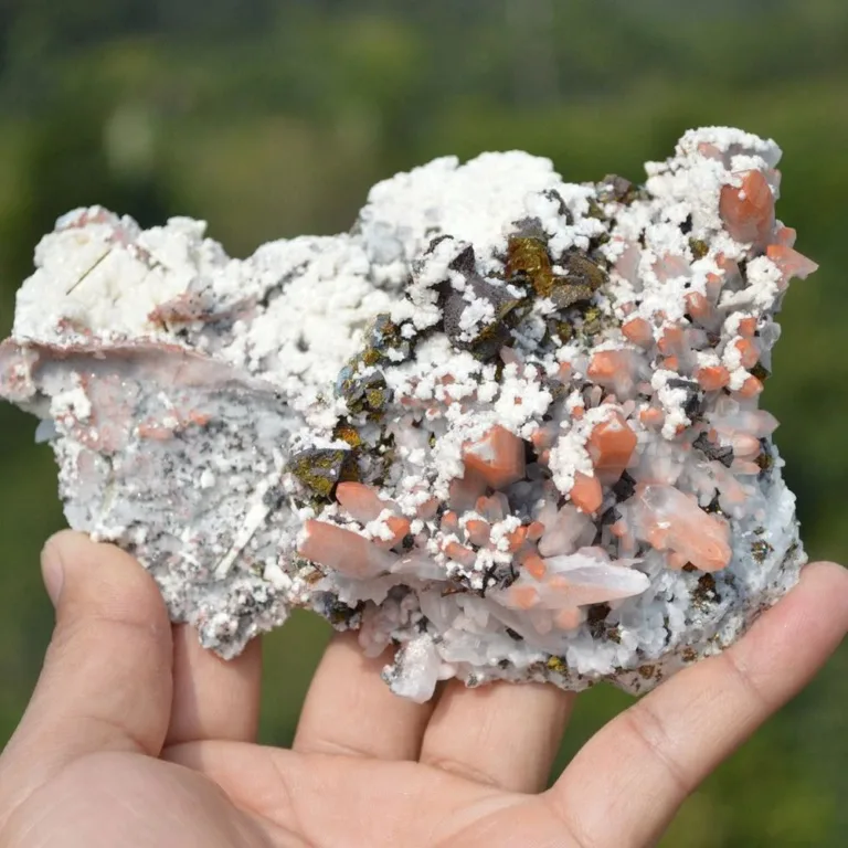 Red Quartz With Chalcopyrite, Dolomite Crystals - Image 2
