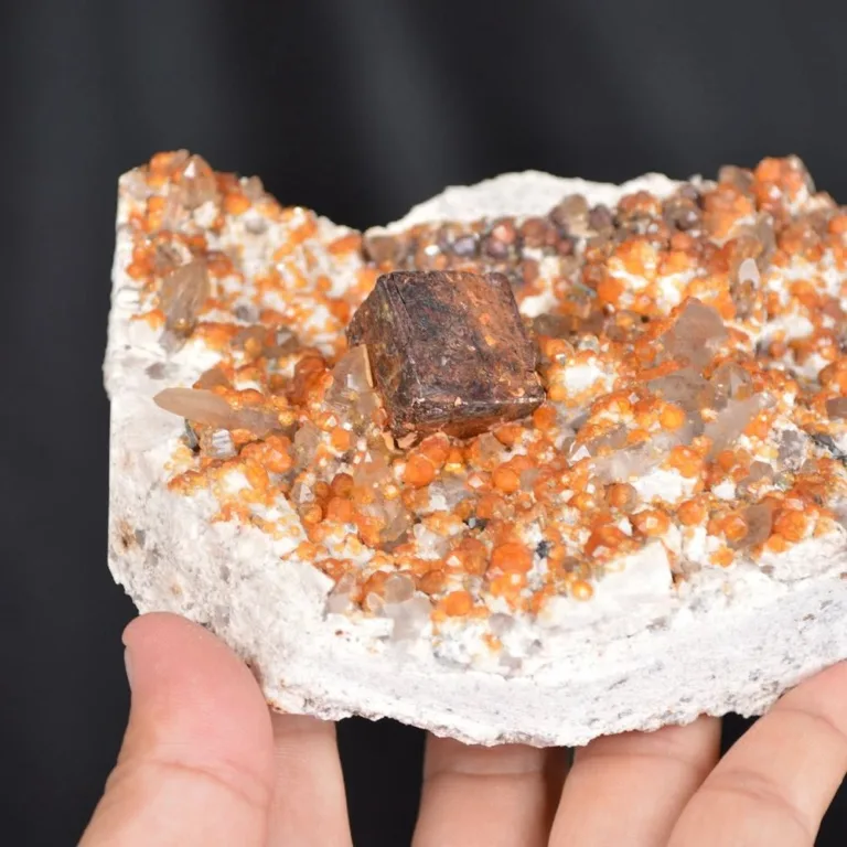 Spessartine Garnet On Smoky Quartz, Hematite In Exchange For Pyrite On Feldspar Group Matrix - Image 6