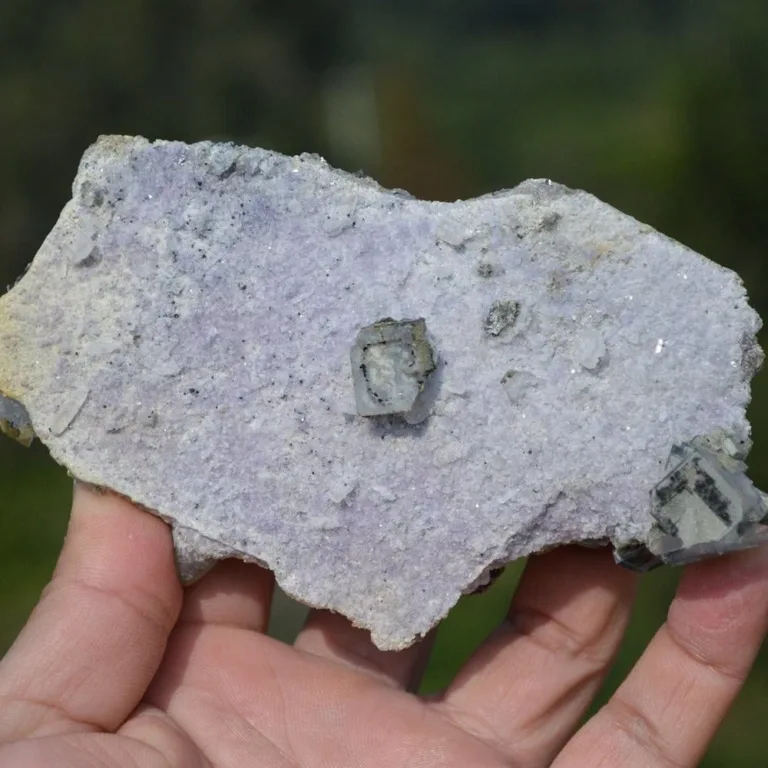 Bismuthinite Inside Fluorite With Christophite, Quartz, Arsenopyrite, Mica Crystals (Floater) - Image 4