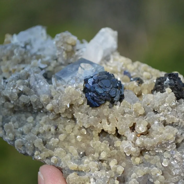 Bismuthinite Inside Fluorite With Christophite, Quartz, Arsenopyrite, Mica Crystals (Floater) - Image 9