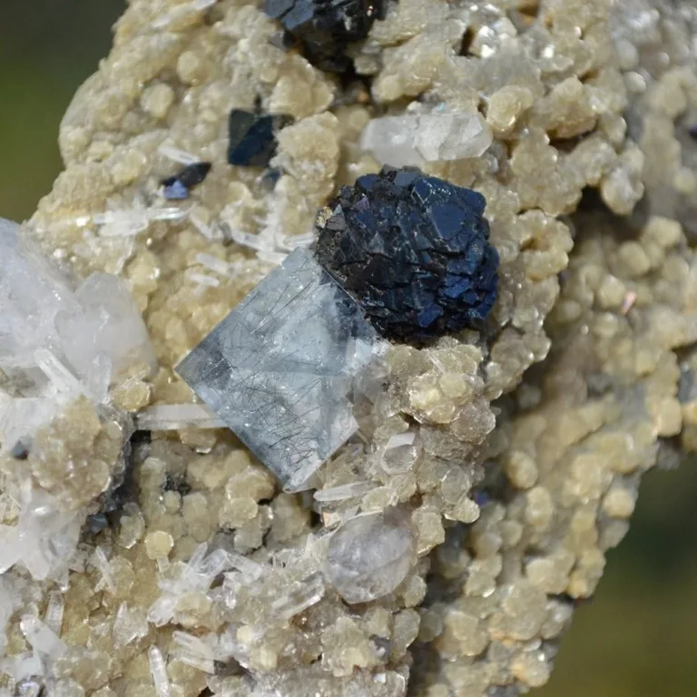 Bismuthinite Inside Fluorite With Christophite, Quartz, Arsenopyrite, Mica Crystals (Floater) - Image 12