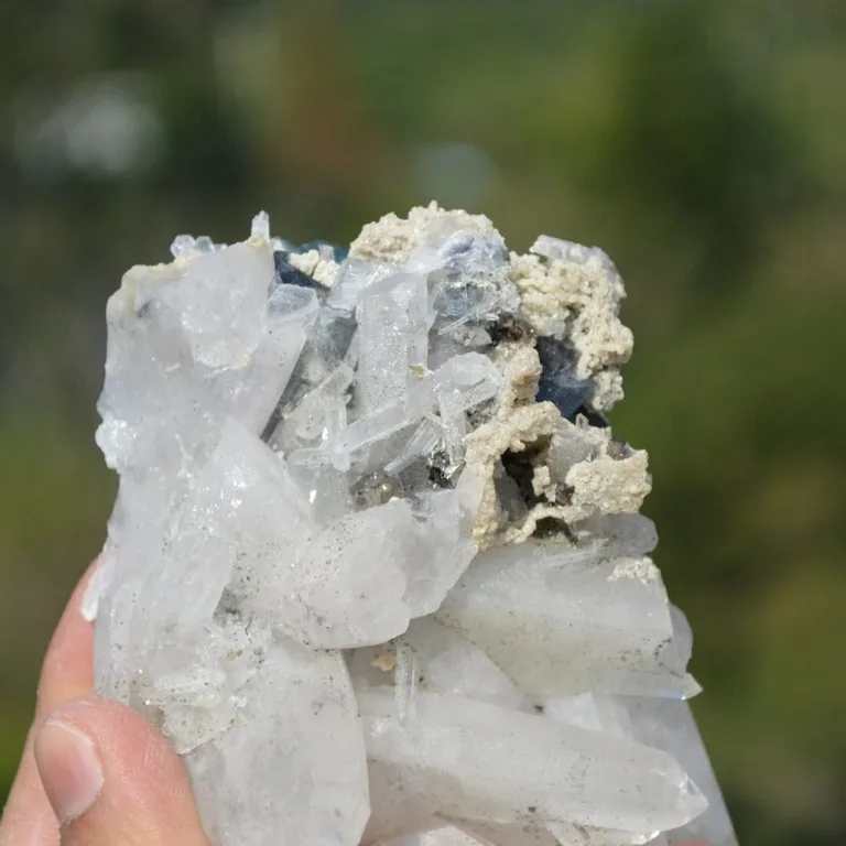Bismuthinite Inside Fluorite With Quartz, Arsenopyrite, Mica Crystals (Floater) - Image 6