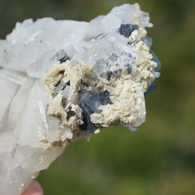 Bismuthinite Inside Fluorite With Quartz, Arsenopyrite, Mica Crystals (Floater) - Image 7