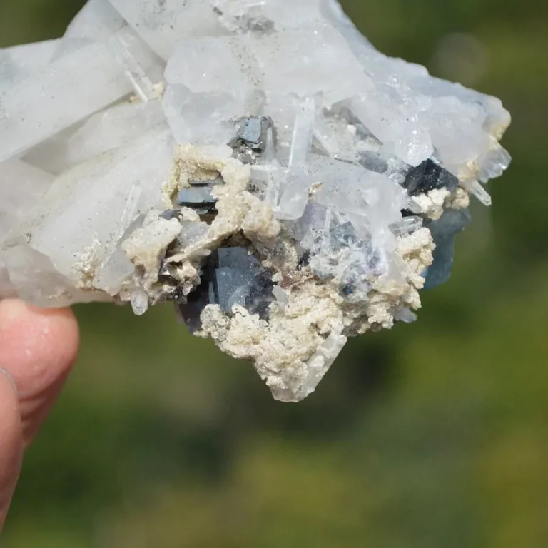 Bismuthinite Inside Fluorite With Quartz, Arsenopyrite, Mica Crystals (Floater) - Image 8