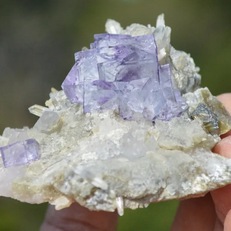 Fluorite With Quartz, Arsenopyrite, Mica Crystals (Floater) - Image 7