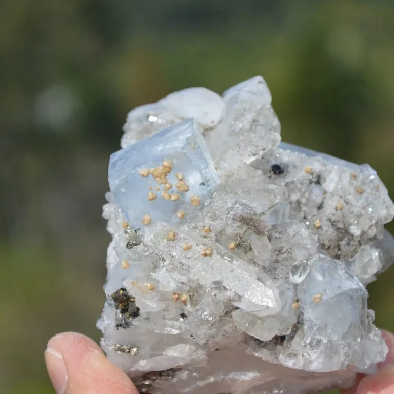 Fluorite With Quartz, Dolomite, Arsenopyrite Crystals - Image 8