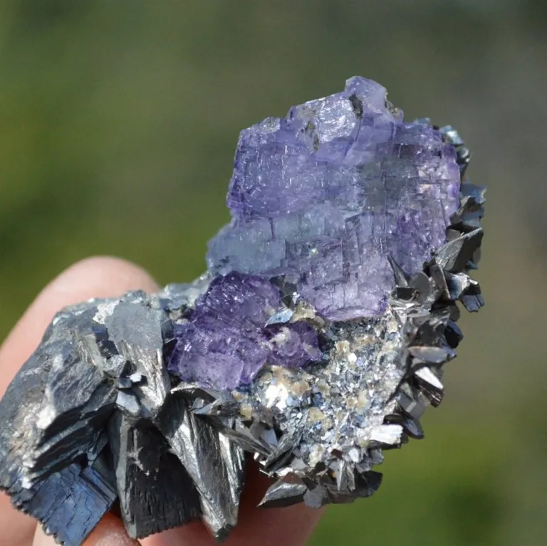 Fluorite With Quartz, Arsenopyrite Crystals - Image 6