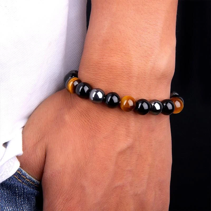 Triple Protection Bracelet - Tiger’s Eye, Obsidian, Hematite - Image 12