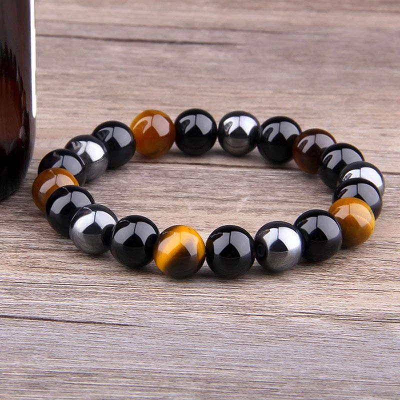 Triple Protection Bracelet - Tiger’s Eye, Obsidian, Hematite - Image 8