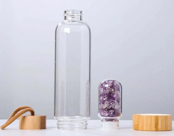 Crystal water bottle with a separate chamber