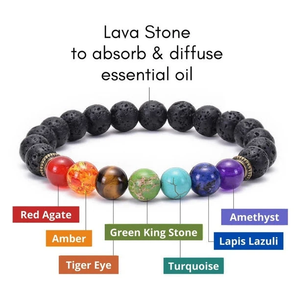 7 Chakra Lava Stone Bracelet - Essential Oil Diffuser